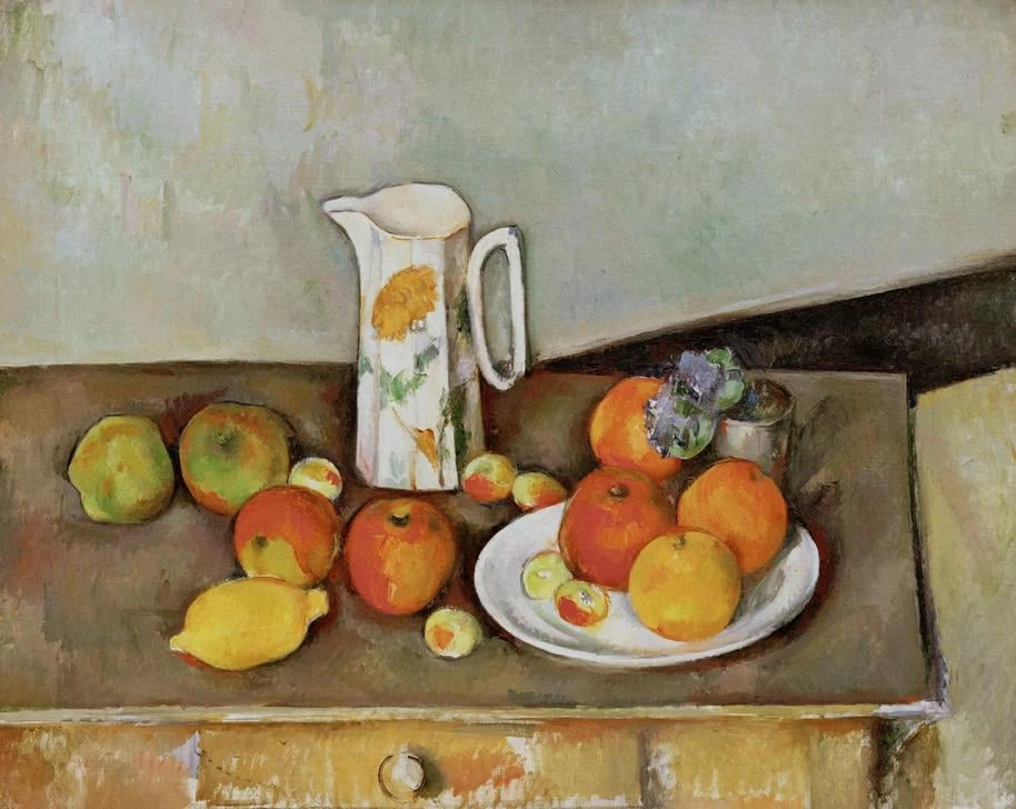 Natura morta con brocca di latte e frutta sul tavolo, 1890 - Oslo, Nasjonalgalleriet